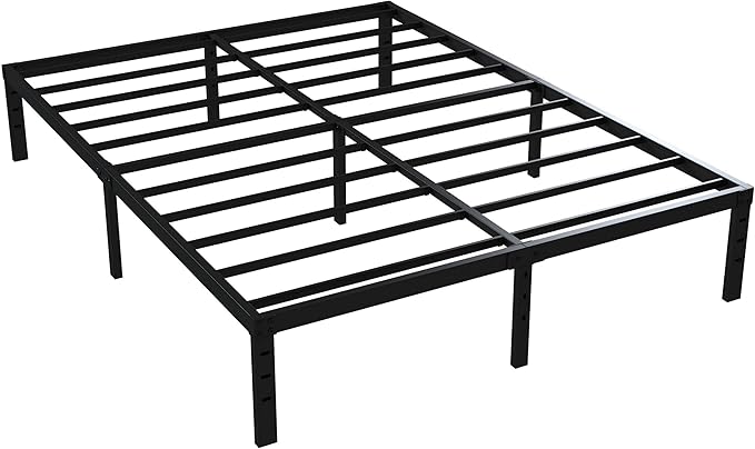 16 Inch Full Size Bed Frame No Box Spring Need, Metal Platform Full Bed Frames with 14 Inch Storage, 3,500 lbs Heavy Duty Steel Slats Support, Easy Assembly Mattress Foundation