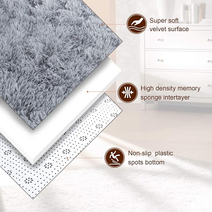 TWINNIS Super Soft Shaggy Rugs Fluffy Carpets, 5x8 Feet, Indoor Modern Plush - Image 2