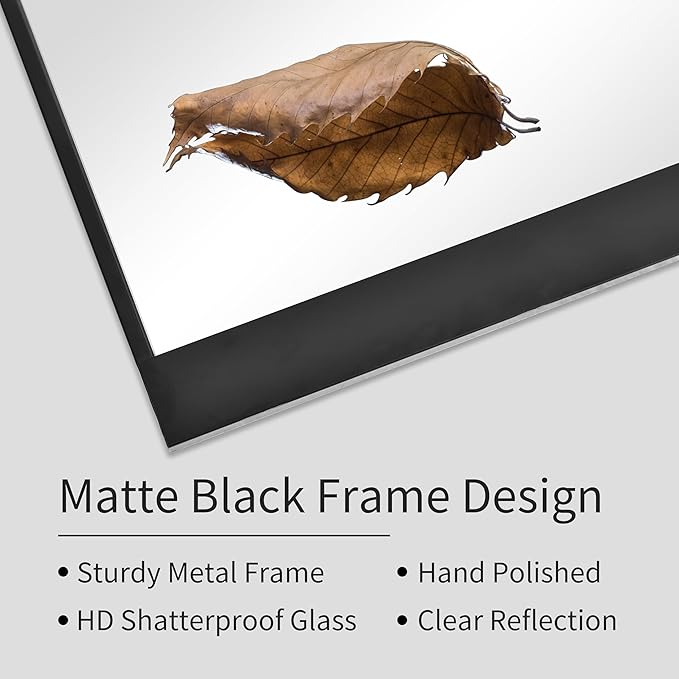 40x28 Inch Rectangle Bathroom Vanity Mirror for Wall Mounted Over Sink Farmhouse Rustic Matte Black Frame Barn Door Mirrors Foyer Entryway Decor