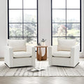 COLAMY Swivel Accent Chair Set of 2, 34 Inches Wide Upholstered Arm Chair with Plump Back Pillow, Modern Sofa Living Room Chair for Bedroom, Corner, Reading Nook-Beige