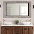 YOSHOOT Rustic Wooden Framed Wall Mirror, 30"x20", Natural Wood and Iron Bathroom Vanity Mirror for Farmhouse Decor, Vertical or Horizontal Hanging