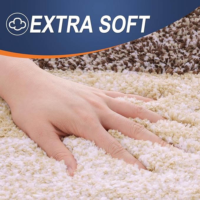 OLANLY Bathroom Rug Mat 44x24, Extra Soft and Absorbent Microfiber Bath Rugs, Non-Slip Plush Shaggy Bath Carpet Runner, Machine Wash Dry, Bath Mats for Bathroom Floor, Tub and Shower, Brown