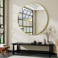 Gold Round Bathroom Mirror, 48 inch Large Circle Wall Mounted Hanging Mirror with Simple Modern Circular Metal Frame for Hallway, Entryway, Living Room, Gold Frame
