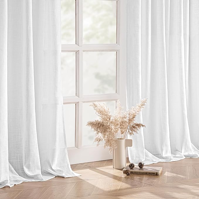 MIULEE White Linen Curtains 92 Inch Long 2 Panels - Image 5