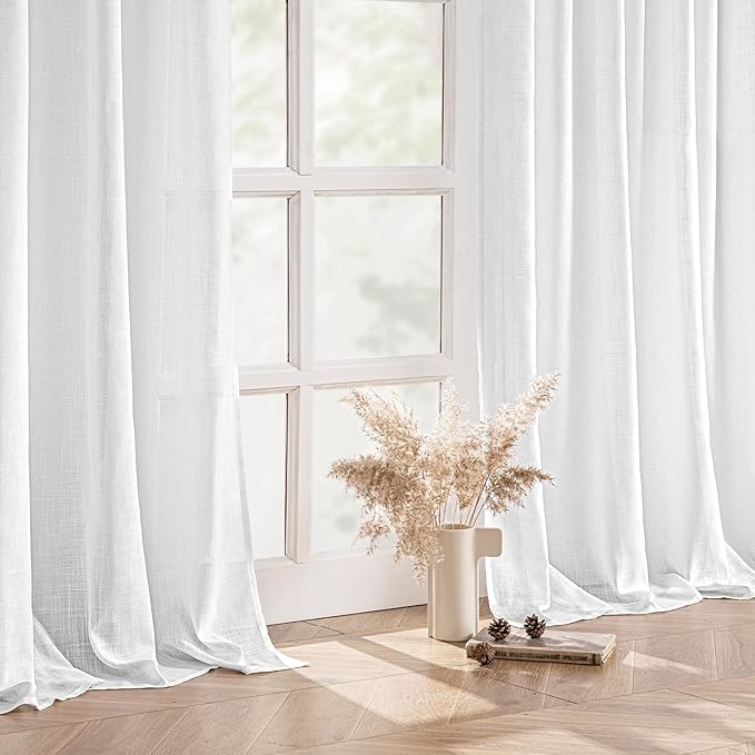 MIULEE White Linen Curtains 72 Inch Long 2 Panels - Image 5