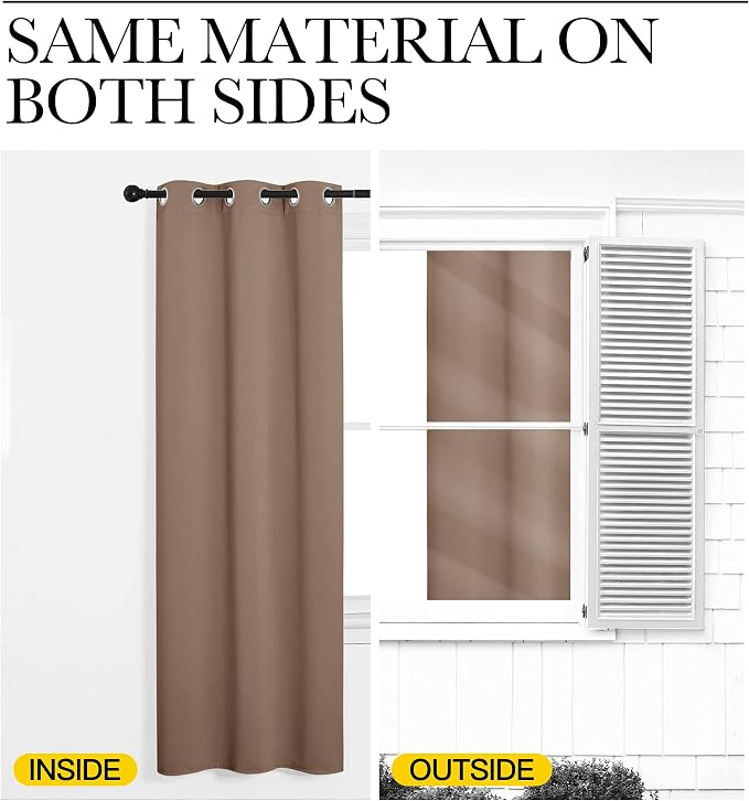 NICETOWN Cappuccino Small Window Kitchen Blackout Curtains, Thermal Insulated - Image 6