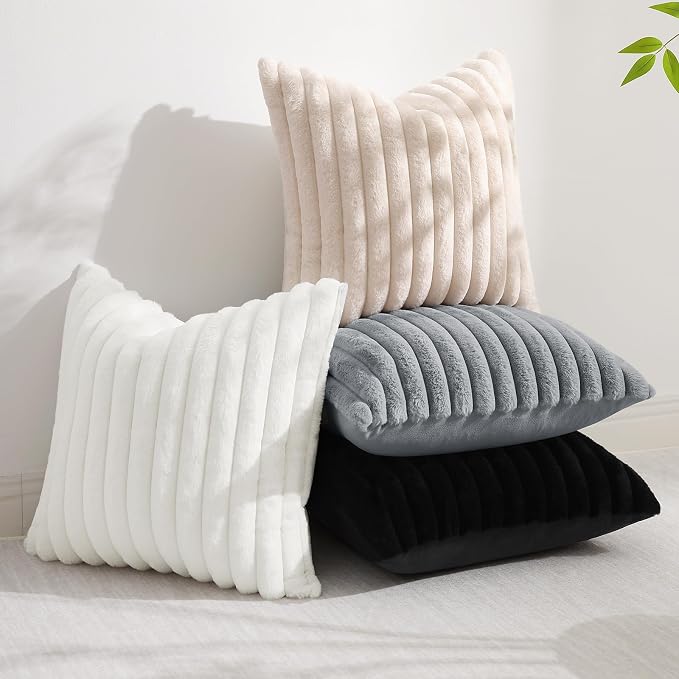 decorUhome Cozy Faux Fur Throw Pillow Covers 22x22 Set of 2 Decorative Soft - Image 5