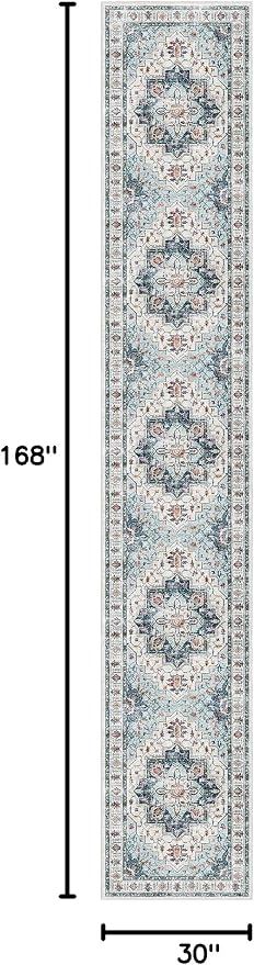Madane Hallway Runner Rug 2'6''x14' Kitchen Runner, Non Slip Vintage Runners - Image 2
