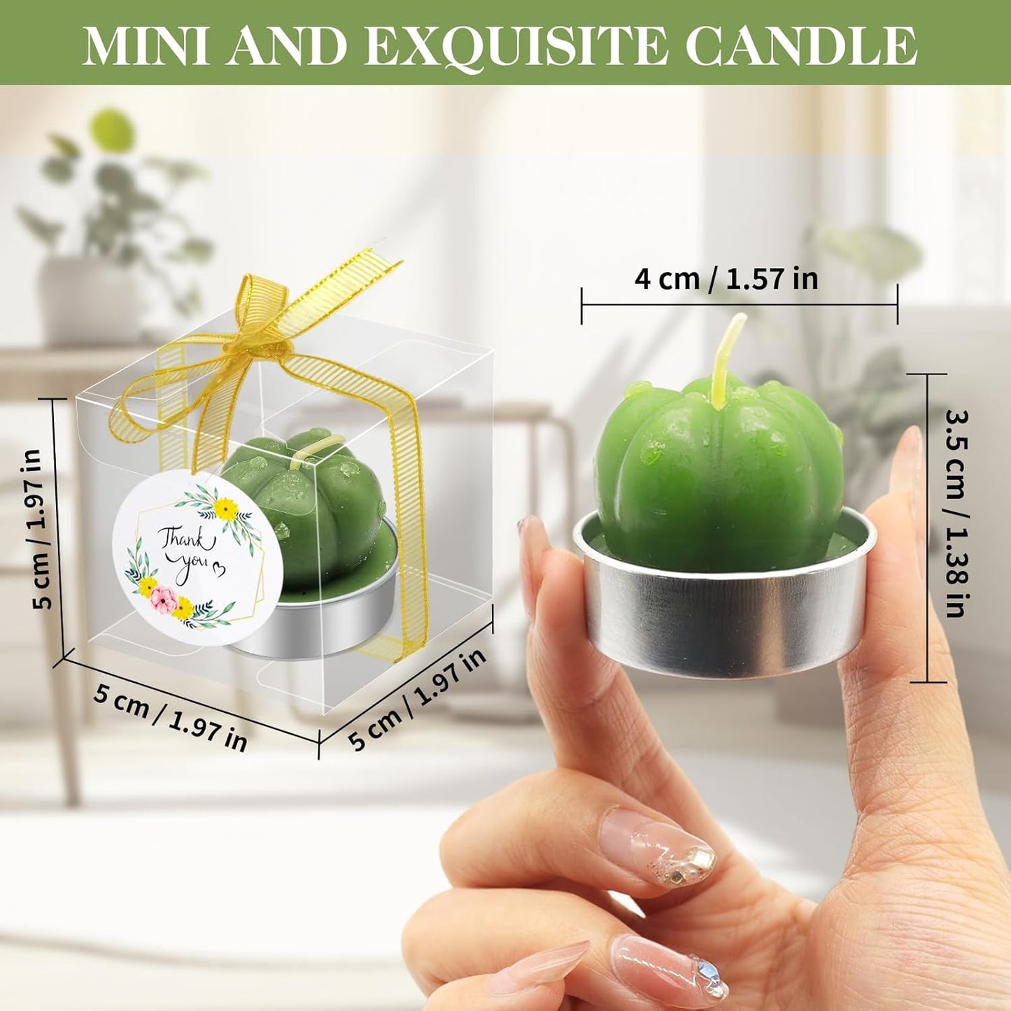 AZEAM 24 Pcs Succulent Candles Party Favors, Bulk Cactus Table Decor for Guests, Mini Tiny Handmade Plant Tealights Candle Decoration Set for Baby Shower Prizes Game Bridal Wedding Home Birthday