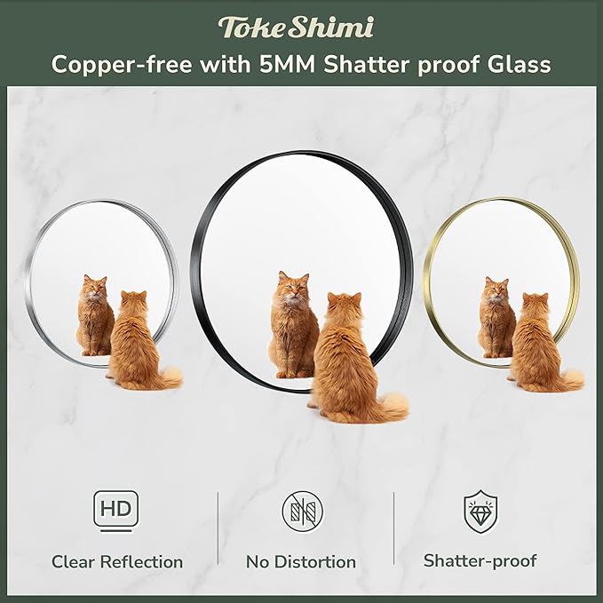 TokeShimi Round Gold Mirror 36 Inch Round Bathroom Mirror for Wall with Non-Rusting Aluminum Alloy Brushed Gold Matte Metal Frame Modern Circle Mirror Fit in Minimalist Multi Style Home Decor