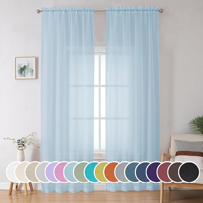 OWENIE Sheer Curtains 96 inches Long by OWENIE
