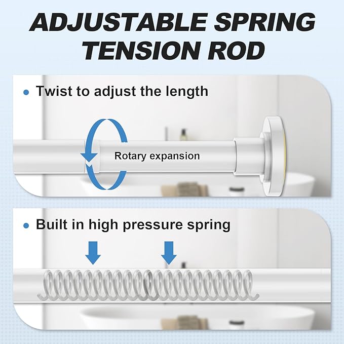 CorkLatta White Shower Curtain Rod 31 to 68 Inch, 1 Inch Diameter Adjustable - Image 2