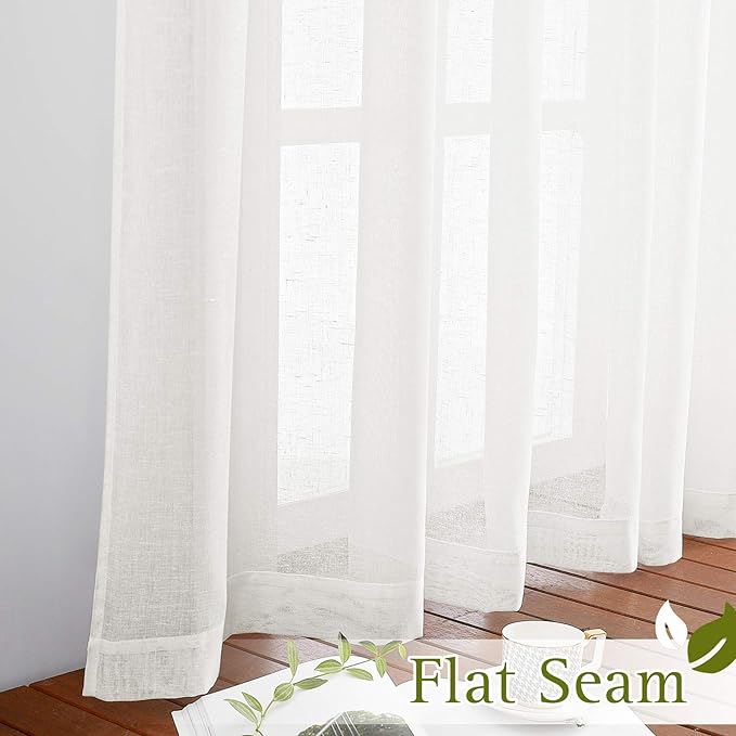 NICETOWN Linen Curtains Semi Sheer Bedroom Window Curtains, Grommet Casual 72" - Image 7
