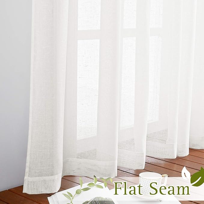 NICETOWN Short Linen Curtains for Kids Room 48 inches Long, Grommet Flax Semi - Image 6