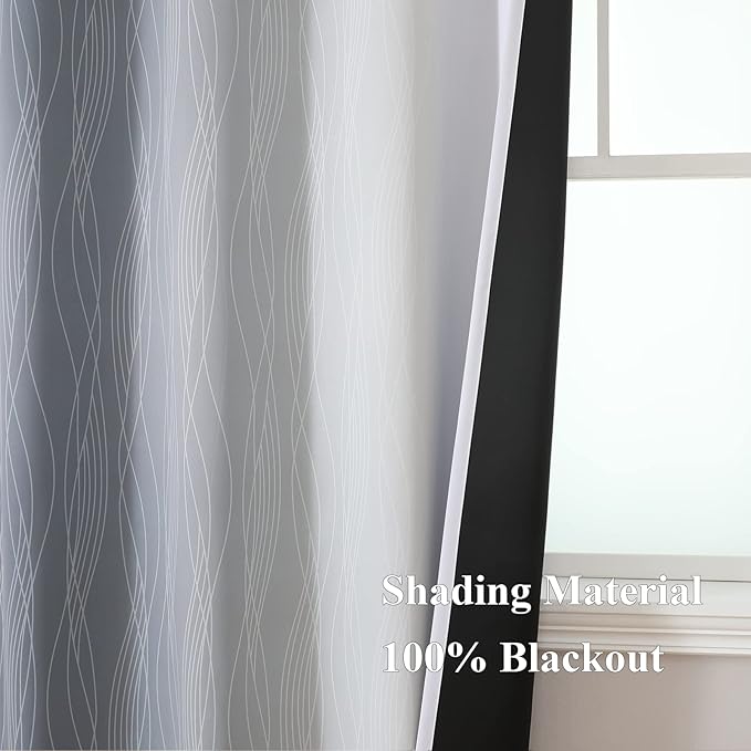 Estelar Textiler Grey and Greyish White Ombre Blackout Curtains 90 Inches Long - Image 5