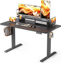 48x24 Inches Electric Standing Desk With Drawer and Monitor Stand, Height Adjustable for Home Office, Ergonomic Sit to Stand With Phone Holder, 3 Hooks, Black