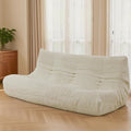 Fireside Three-Seater Mid-Century Armless Sofa — Floor Lounger in Soft Premium Corduroy, Foam-Filled Accent Chair for Living Room or Bedroom (Ivory, Three Seater)
