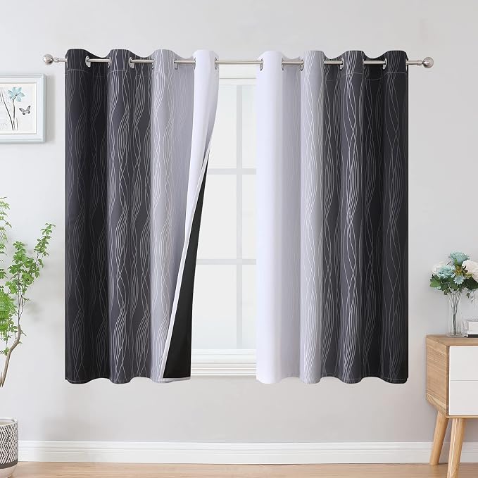 Estelar Textiler Ombre Greyish White and Black Blackout Curtains & Drapes 54 by ESTELARTEXTILER