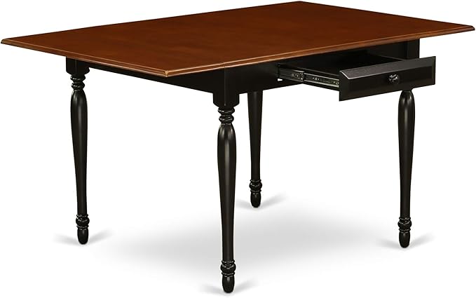 East West Furniture MZAN3-BCH-W 3 Piece Dining Table Set for Small Spaces Contains a Rectangle Dining Room Table with Dropleaf and 2 Wood Seat Chairs, 36x54 Inch, Black & Cherry
