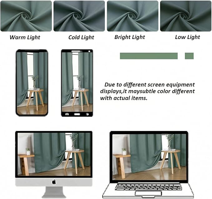Simplebrand Ava Dark Green Short Blackout Curtains - Image 8