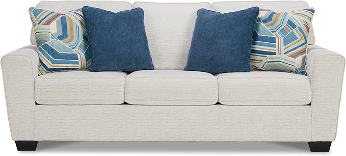 Signature Design by Ashley Cashton Casual 2-in-1 Sofa Sleeper with Folding Gel Memory Foam Mattress, Queen, White