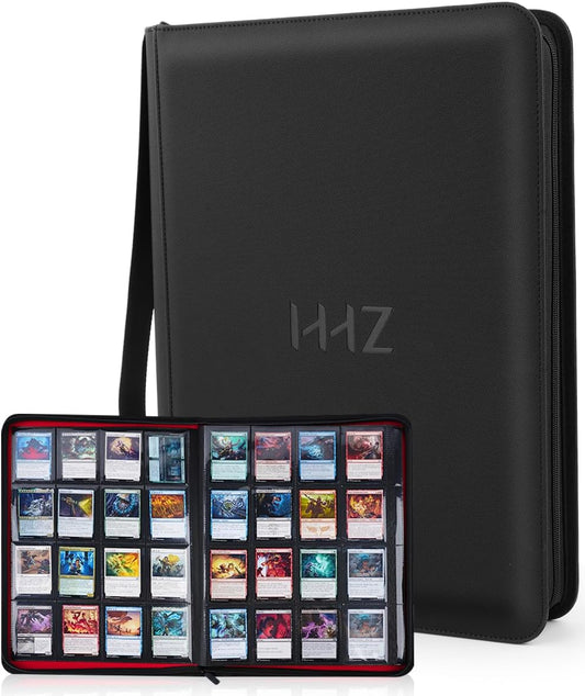 16-Pocket Card Binder - Card Binder Holds 832 Cards with Durable PU Leather & Side Loading for Baseball, Sport, MTG, TCG, PKM, Game Cards, Regular Cards Binder Double Sided Pocket Collector Album