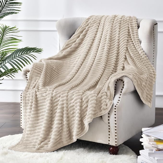 BEDELITE Fleece Blanket Full Size – 3D Ribbed Jacquard Soft and Warm Decorative - Image 3