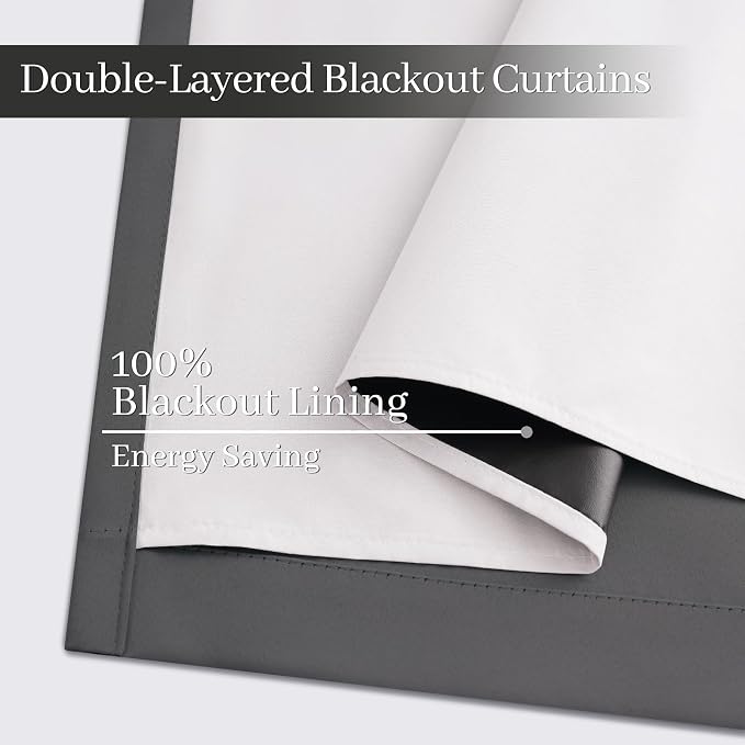 Yakamok Room Darkening 100% Blackout Curtains Grommet Window Treatments - Image 4