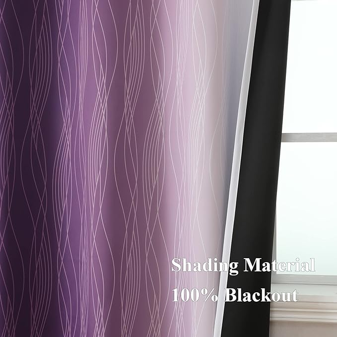 Estelar Textiler Purple and Greyish White Ombre Blackout Curtains 45 Inch - Image 5