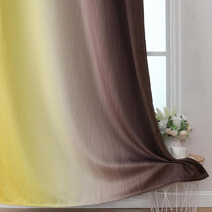 Estelar Textiler Brown and Yellow Blackout Curtains - Image 6