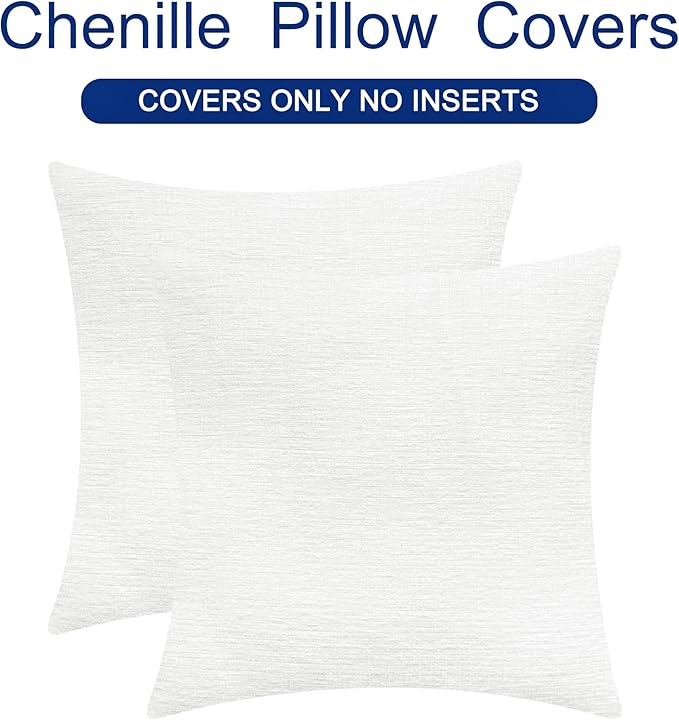 CaliTime Throw Pillow Covers Decorative 22 X 22 Inches Pack of 2 Cozy Chenille - Image 6