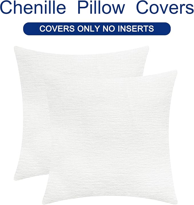 CaliTime Throw Pillow Covers Decorative 26 X 26 Inches Pack of 2 Cozy Chenille - Image 6