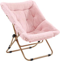 Comfy Folded Chair, Soft Faux Fur Oversized Folding Chair, Flexible Lounge Lazy Chair for Kids Girls Teens Adults, Moon Chair for Dorm Rooms, Bedroom, Living Room