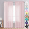 OVZME Blush Pink Sheer Curtains 84 Inches Long 2 Panels by OVZME
