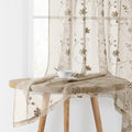 HOMEIDEAS Taupe Sheer Curtains 63 Inches Length 2 Panels Beige Embroidered by HOMEIDEAS