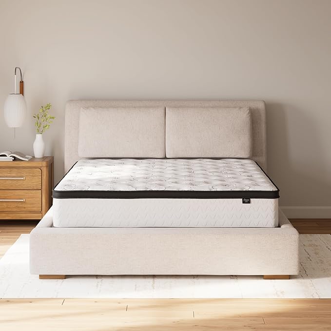 Signature Design by Ashley California King Size Chime 12 Inch Medium Firm Hybrid Mattresswith Cooling Gel Memory Foam for Pressure Relief, Fiberglass Free, Mattress In A Box