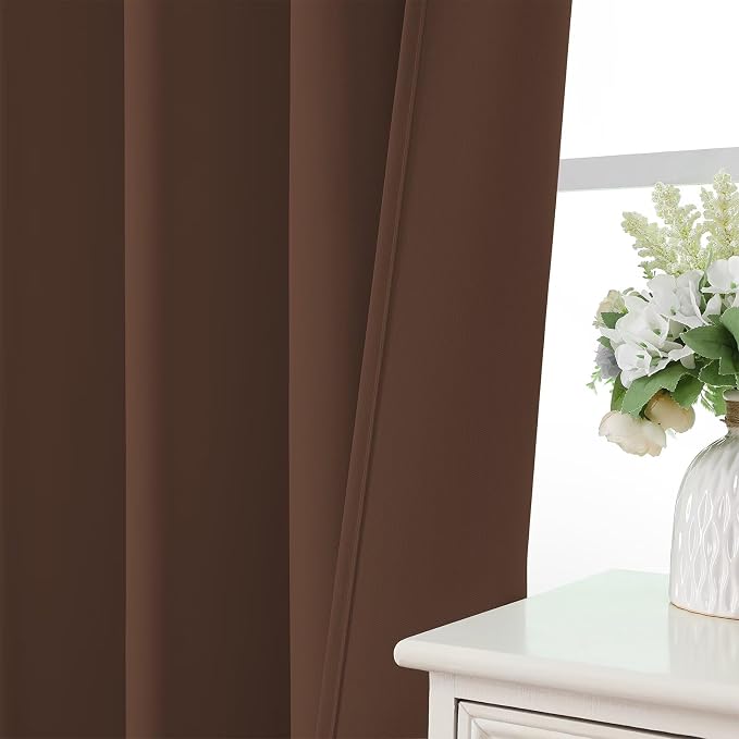 CUCRAF Brown Blackout Curtains 108 inch Length 2 Panels Set, Rod Pocket Room - Image 6
