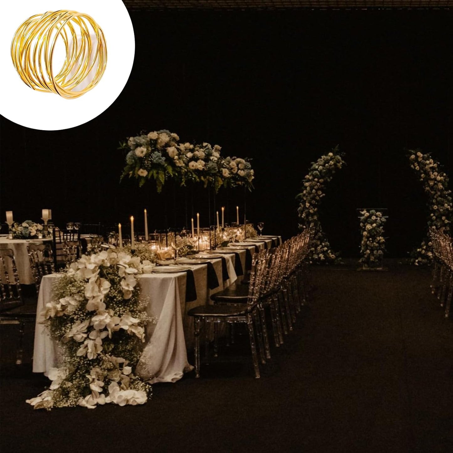 Gold Napkin Rings - 6 PCS Metal Napkin Rings(Twisted Wire) Napkin Holders Buckles for Family Dinner, Wedding, Party,Table Decorations