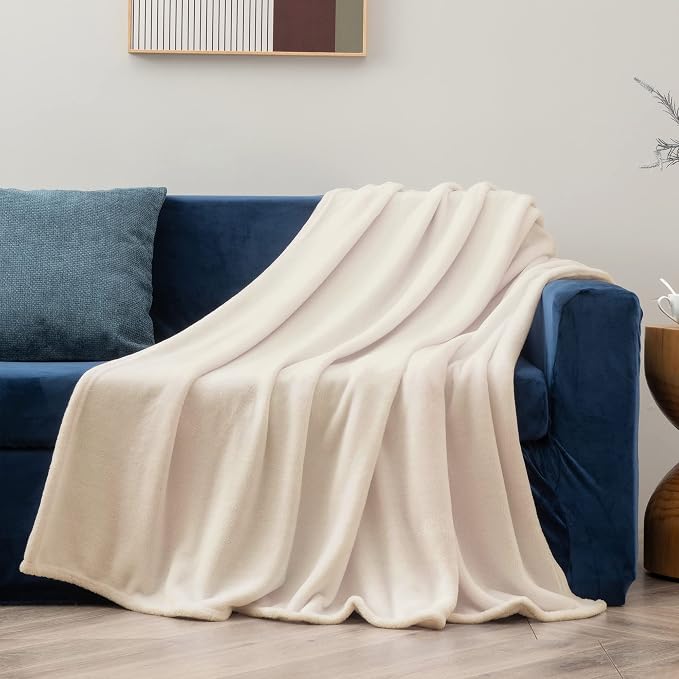 BEDELITE Fleece Blanket Twin Size Beige Throw Blankets - Image 2