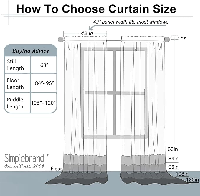 Simplebrand Sheer White Curtains 108 Inches Long, Extra Long Rod Pocket Solid - Image 7