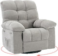 Rocking Recliner Chair,360° Swivel Rocker Chair for Living Room,Upholstered Fabric Glider Nursery Chair with Side Pockets for Small Spaces,Q235 Steel Frame Lazy Boy Recliner Single Sofa(Grey)