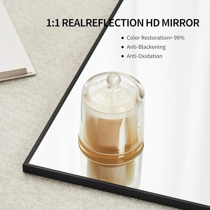 Black Bathroom Mirror for Wall, Rectangle Mirrors with Metal Frame, Modern Vanity Wall Mirror Decor for Entryway Hangs, Bathroom Living Room Horizontal or Vertical (Black, 30" L x 24" W)