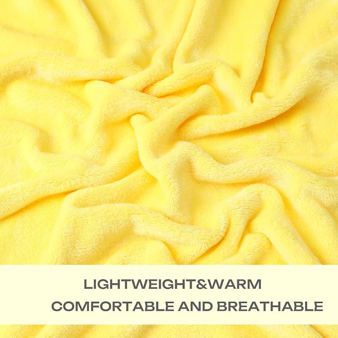JIAHANNHA Fleece Blanket Twin Size Yellow 60 by 80 Inches Throw Blankets - Image 5