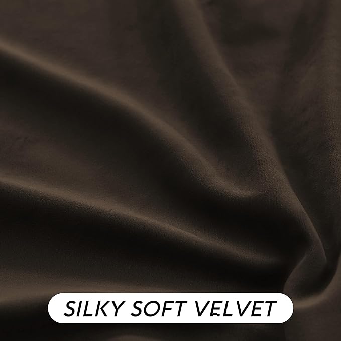 RYB HOME Brown Blackout Curtains 90 inches Long Velvet, Room Darkening Thermal - Image 5