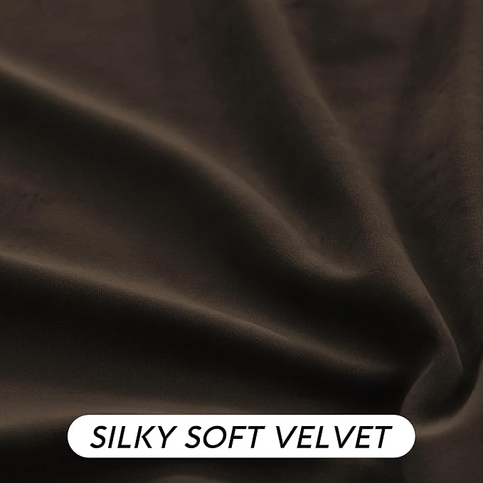 RYB HOME Brown Blackout Curtains 96 inches Long Velvet, Room Darkening Thermal - Image 5
