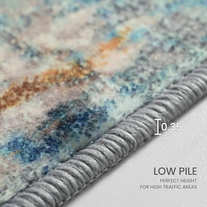 Entrance Rugs Indoor 2x3 Blue Entry Rug Washable Abstract Small Area Rug - Image 6