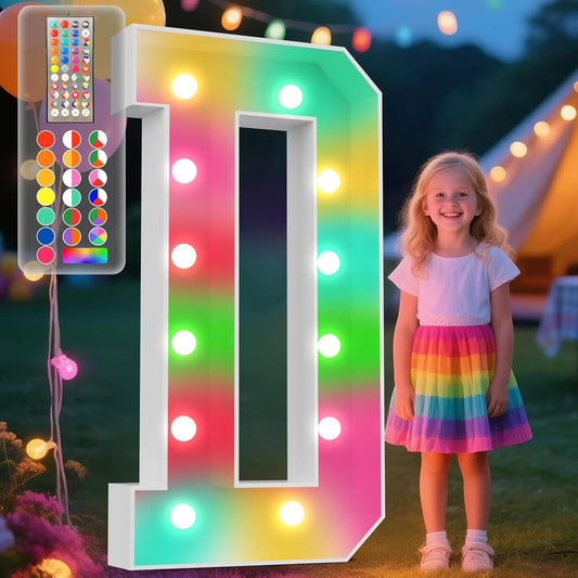 Ledido 4FT Marquee Light Up Letters, 34 Colors Changing Marquee Letter 4 Feet Tall with Remote, Big Letters for Party Wedding Graduation Birthday Decorations, Large Light Up Letter D