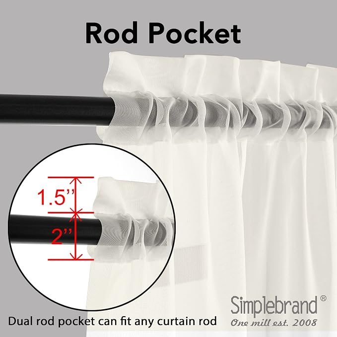 Simplebrand Sheer Curtains 72 Inches Long 2 Panels - Image 5
