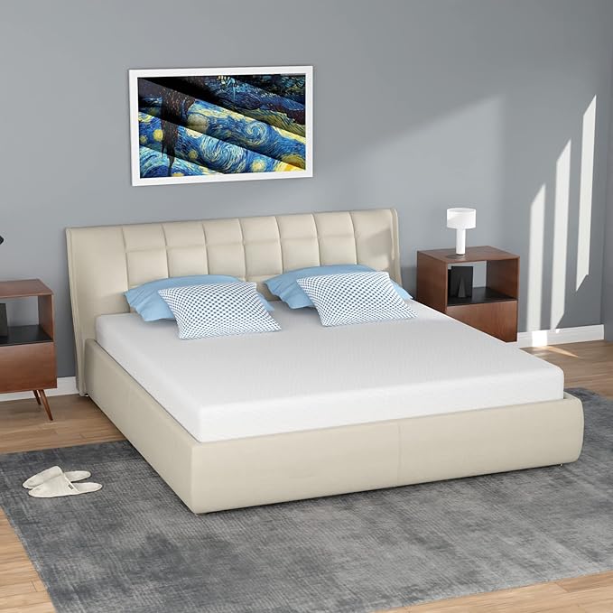 FDW | 5 Inch Queen Mattress | Medium Firm | Gel Memory Foam Mattress | White | Bed in a Box, CertiPUR-US Certified | Pressure Relief, Cooling Ventilated Foam | Washable Removable Cover