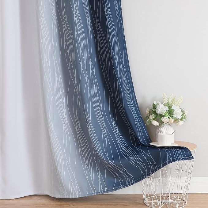 Estelar Textiler Full Room Darkening Greyish White and Navy Blue Blackout - Image 6